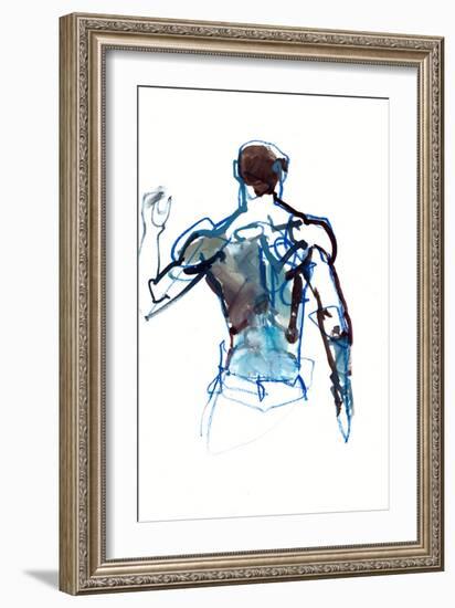 Blue back, 2022, (mixed media on paper)-Mark Adlington-Framed Giclee Print