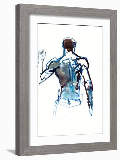 Blue back, 2022, (mixed media on paper)-Mark Adlington-Framed Giclee Print