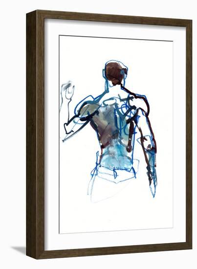 Blue back, 2022, (mixed media on paper)-Mark Adlington-Framed Giclee Print