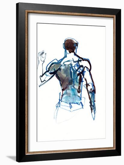 Blue back, 2022, (mixed media on paper)-Mark Adlington-Framed Giclee Print