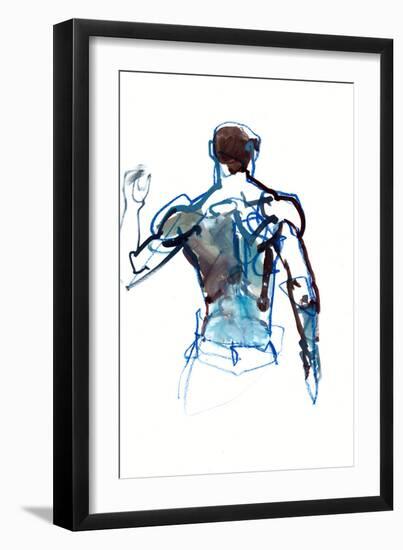 Blue back, 2022, (mixed media on paper)-Mark Adlington-Framed Giclee Print