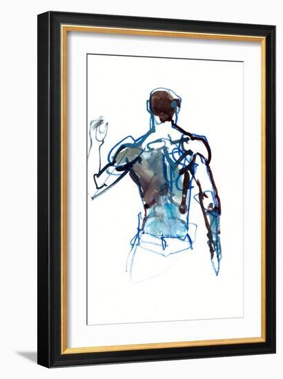 Blue back, 2022, (mixed media on paper)-Mark Adlington-Framed Giclee Print