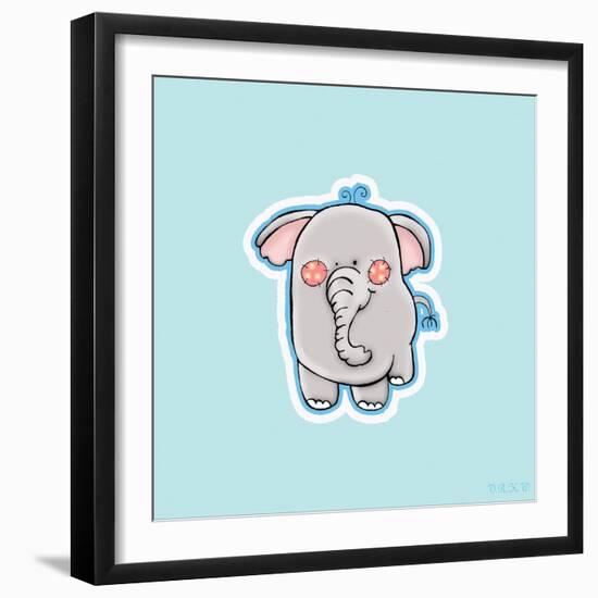 Blue Background Elephant-Valarie Wade-Framed Giclee Print