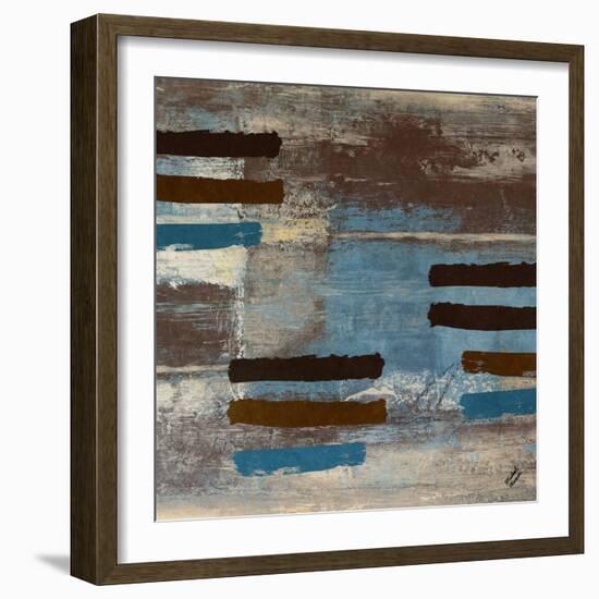 Blue Bared Abstract Square II-Michael Marcon-Framed Art Print