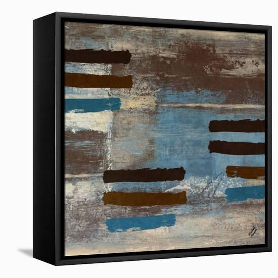 Blue Bared Abstract Square II-Michael Marcon-Framed Stretched Canvas