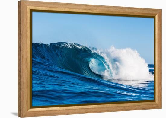 Blue Barrel-Powerful wave breaking off a beach, Hawaii-Mark A Johnson-Framed Premier Image Canvas