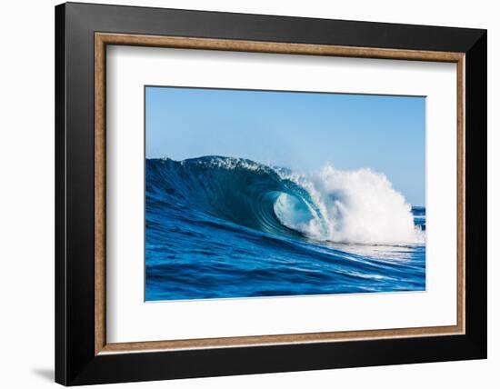 Blue Barrel-Powerful wave breaking off a beach, Hawaii-Mark A Johnson-Framed Photographic Print