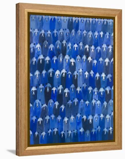 Blue Bears at the Theatre, 2016 (Oil on Canvas)-Holly Frean-Framed Premier Image Canvas