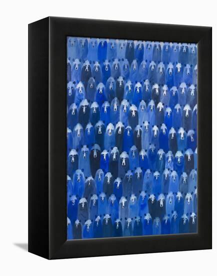 Blue Bears at the Theatre, 2016 (Oil on Canvas)-Holly Frean-Framed Premier Image Canvas