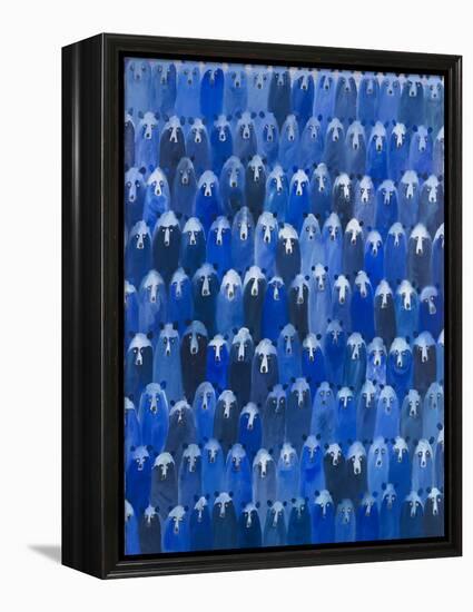 Blue Bears at the Theatre, 2016 (Oil on Canvas)-Holly Frean-Framed Premier Image Canvas