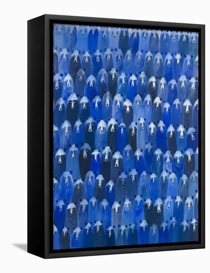 Blue Bears at the Theatre, 2016 (Oil on Canvas)-Holly Frean-Framed Premier Image Canvas