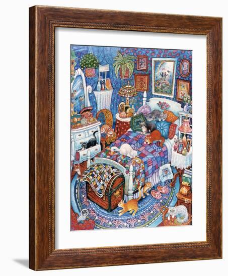 Blue Bedroom Cats-Bill Bell-Framed Giclee Print