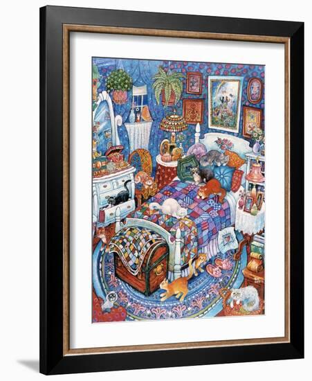 Blue Bedroom Cats-Bill Bell-Framed Giclee Print