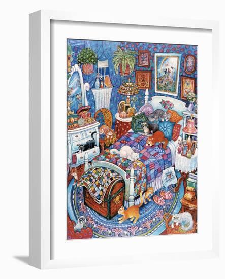 Blue Bedroom Cats-Bill Bell-Framed Giclee Print