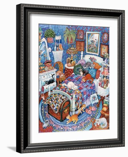 Blue Bedroom Cats-Bill Bell-Framed Giclee Print