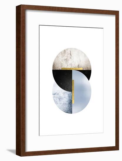 Blue Beige Black Geo-Urban Epiphany-Framed Art Print