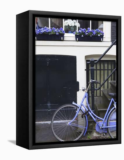Blue Bicycle, Amsterdam, Netherlands, Europe-null-Framed Premier Image Canvas