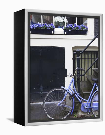 Blue Bicycle, Amsterdam, Netherlands, Europe-null-Framed Premier Image Canvas