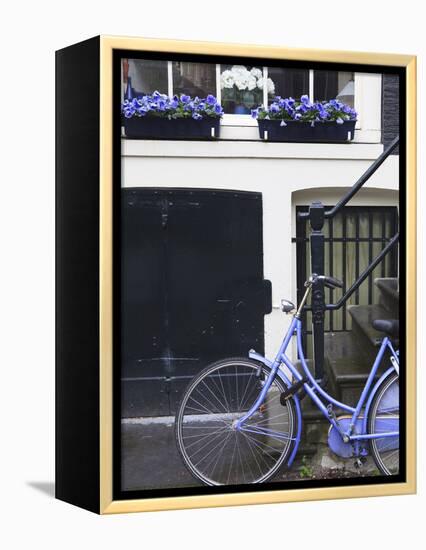 Blue Bicycle, Amsterdam, Netherlands, Europe-null-Framed Premier Image Canvas