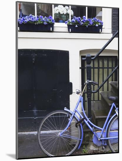 Blue Bicycle, Amsterdam, Netherlands, Europe-null-Mounted Photographic Print