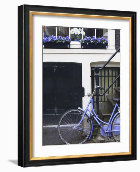 Blue Bicycle, Amsterdam, Netherlands, Europe-null-Framed Photographic Print