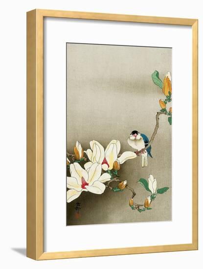 Blue Bird and Magnolia-Koson Ohara-Framed Giclee Print