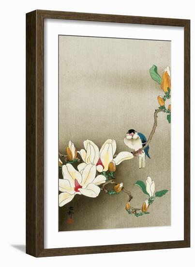 Blue Bird and Magnolia-Koson Ohara-Framed Giclee Print