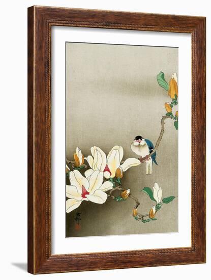 Blue Bird and Magnolia-Koson Ohara-Framed Giclee Print