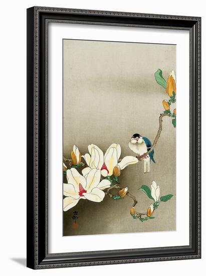 Blue Bird and Magnolia-Koson Ohara-Framed Giclee Print