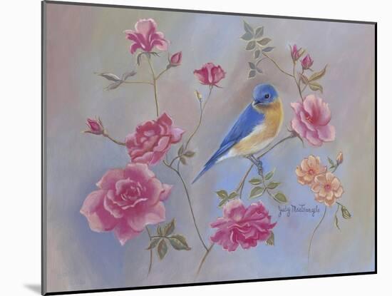 Blue Bird in Roses-Judy Mastrangelo-Mounted Giclee Print