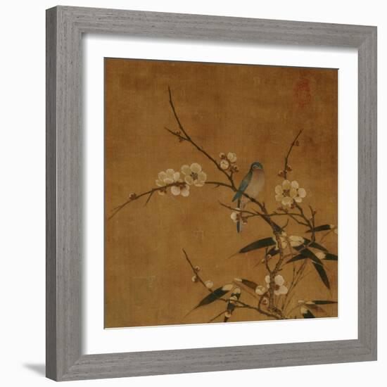 Blue Bird on a Plum Branch with Bamboo (13th/14th Century)-null-Framed Giclee Print