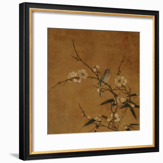 Blue Bird on a Plum Branch with Bamboo (13th/14th Century)-null-Framed Giclee Print