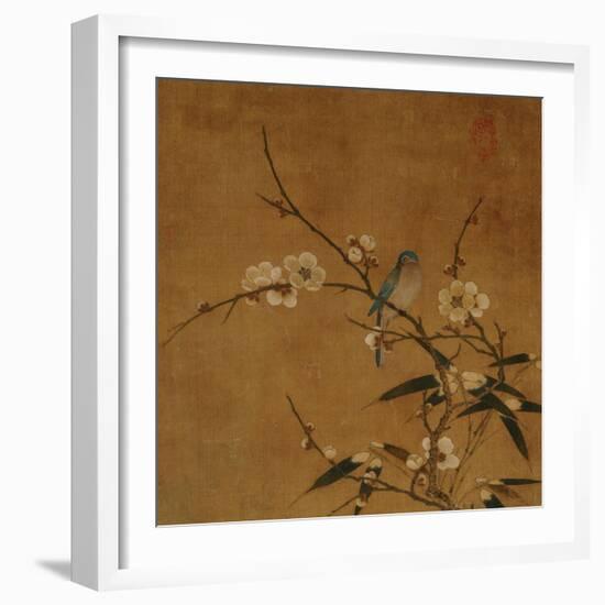 Blue Bird on a Plum Branch with Bamboo (13th/14th Century)-null-Framed Giclee Print