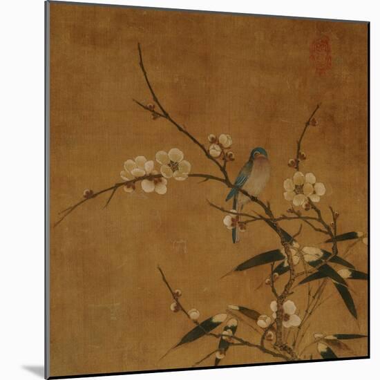 Blue Bird on a Plum Branch with Bamboo (13th/14th Century)-null-Mounted Giclee Print