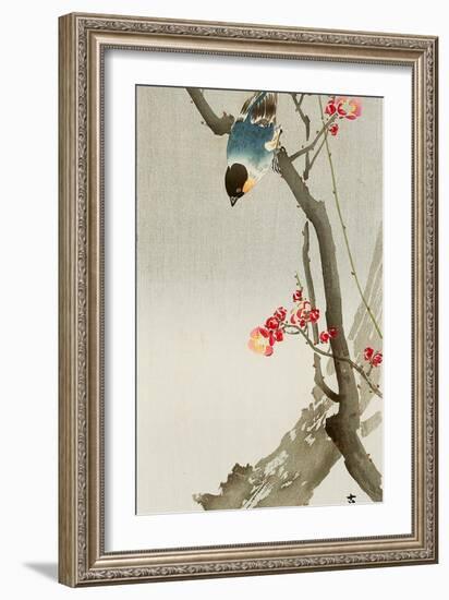 Blue Bird on a Plum Tree-Koson Ohara-Framed Giclee Print