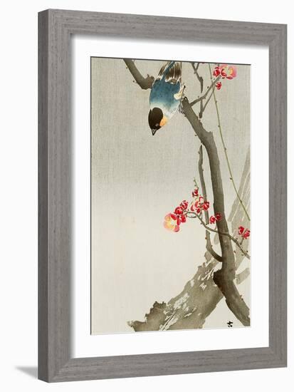 Blue Bird on a Plum Tree-Koson Ohara-Framed Giclee Print