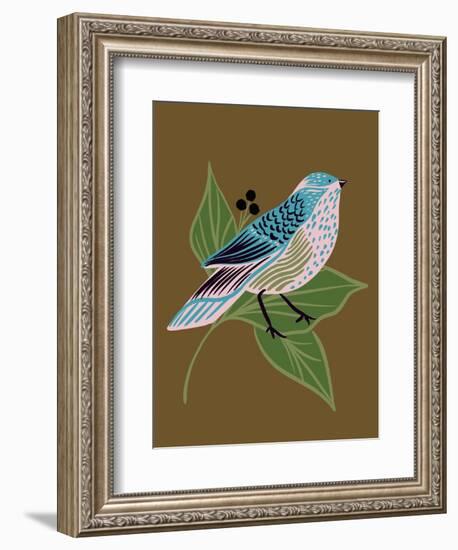 Blue Bird on Copper-Tara Reed-Framed Art Print