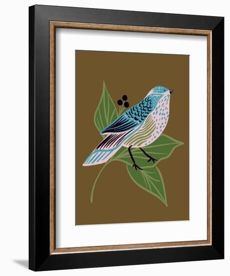 Blue Bird on Copper-Tara Reed-Framed Art Print