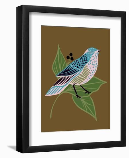Blue Bird on Copper-Tara Reed-Framed Art Print