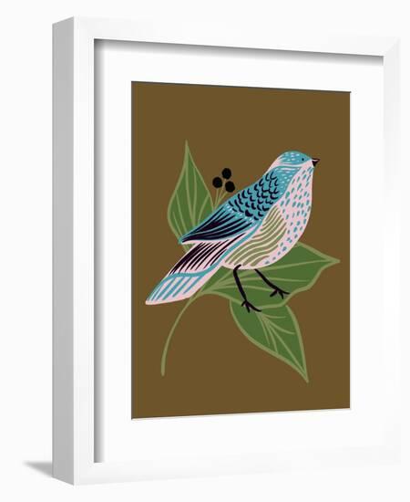 Blue Bird on Copper-Tara Reed-Framed Art Print