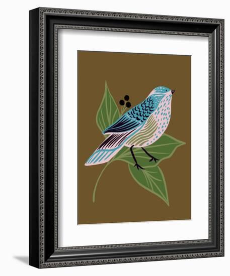 Blue Bird on Copper-Tara Reed-Framed Art Print