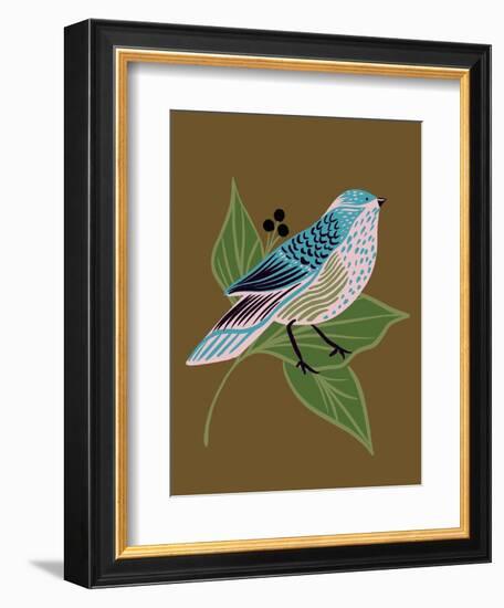 Blue Bird on Copper-Tara Reed-Framed Art Print