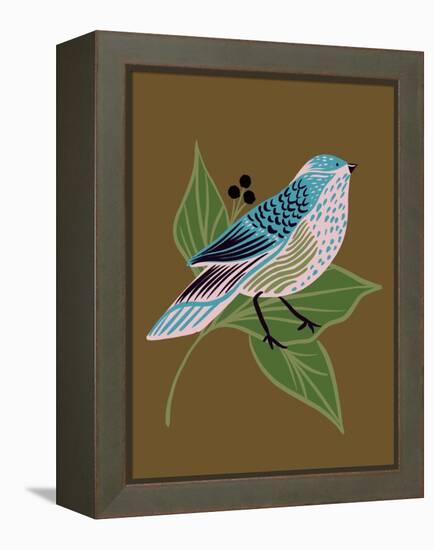 Blue Bird on Copper-Tara Reed-Framed Stretched Canvas