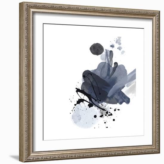 Blue & Black Splash I-Irena Orlov-Framed Art Print