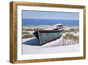 Blue Boat on Beach-Zhen-Huan Lu-Framed Giclee Print
