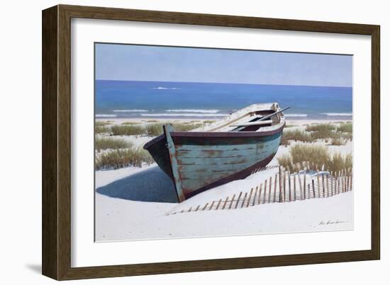 Blue Boat on Beach-Zhen-Huan Lu-Framed Giclee Print