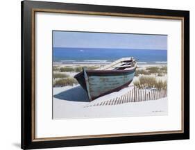Blue Boat on Beach-Zhen-Huan Lu-Framed Giclee Print