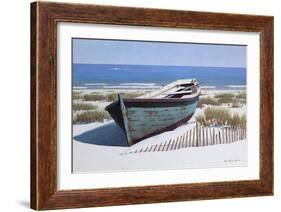 Blue Boat on Beach-Zhen-Huan Lu-Framed Giclee Print