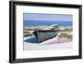 Blue Boat on Beach-Zhen-Huan Lu-Framed Giclee Print