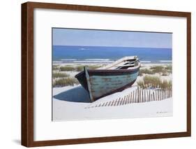 Blue Boat on Beach-Zhen-Huan Lu-Framed Giclee Print